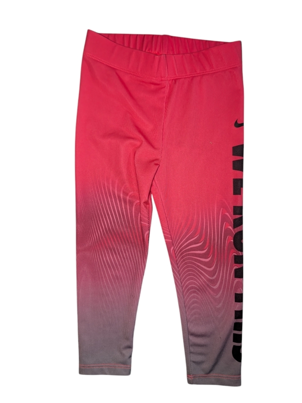 Nike Girls Pink to Gray Ombre Active Leggings with Black Branding